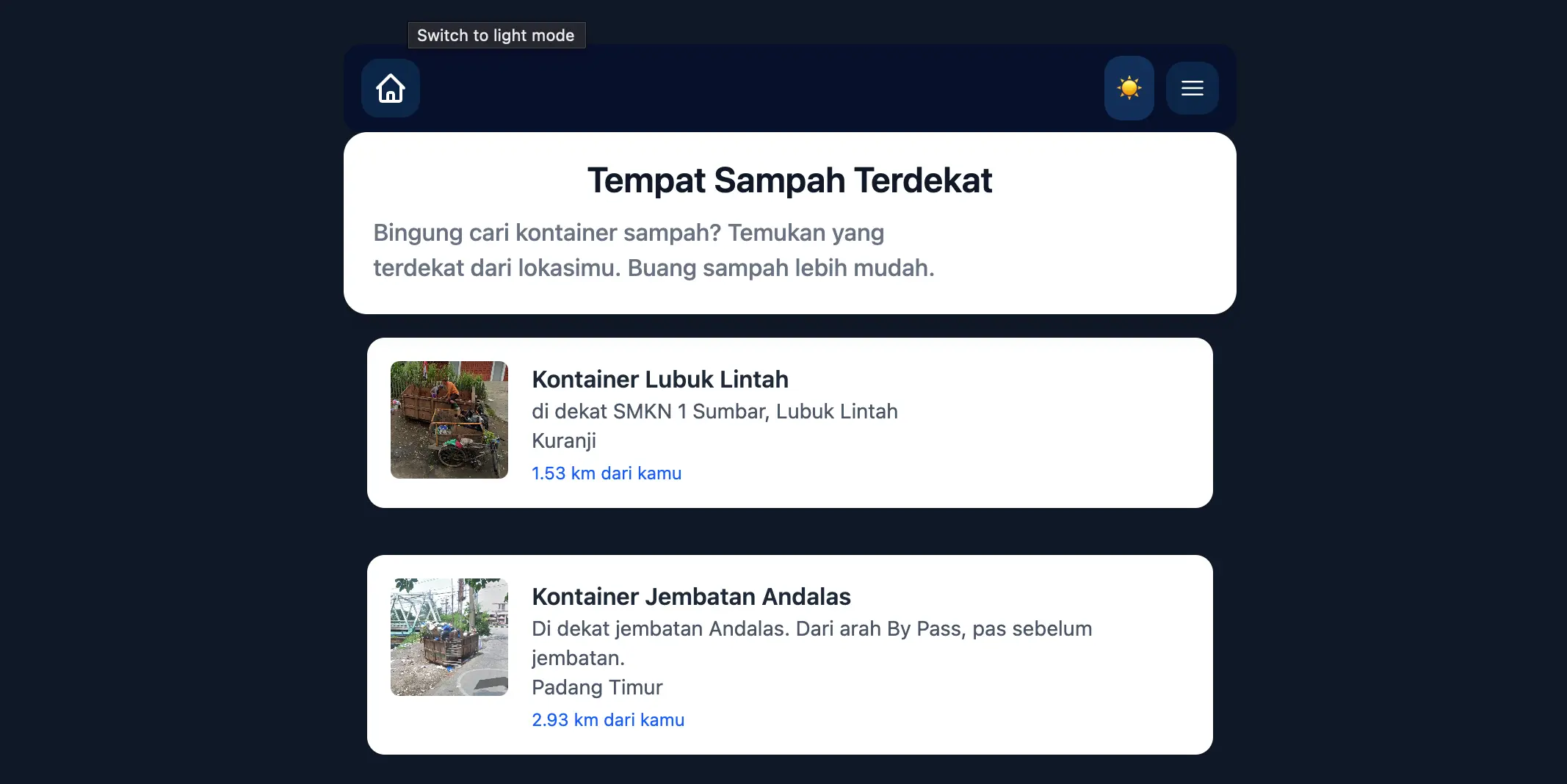 Preview untuk Lokasi Container Sampah di Kota Padang